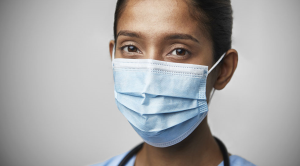 What is a key worker nurse wearing mask